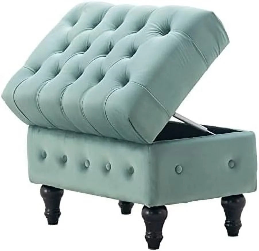 Rectangular Velvet Tufted Ottoman L65052