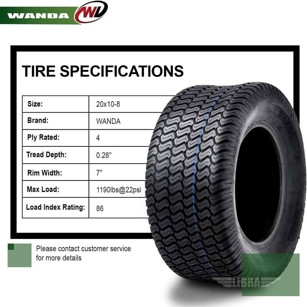 20x10-8 4 Ply Turf Tires Set 2 P624