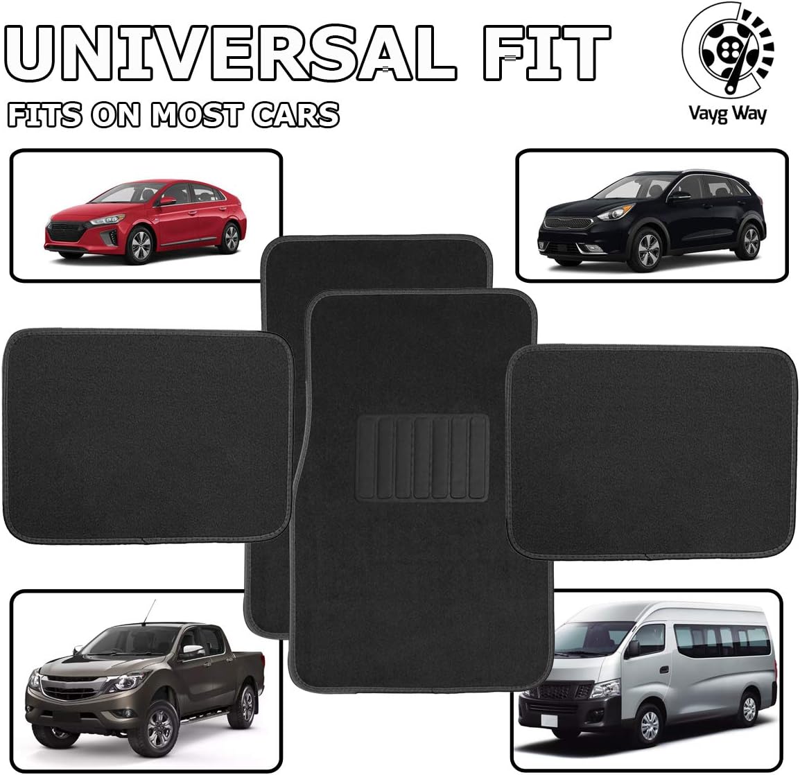 4 Piece Black All Weather Car Floor Mats D346706