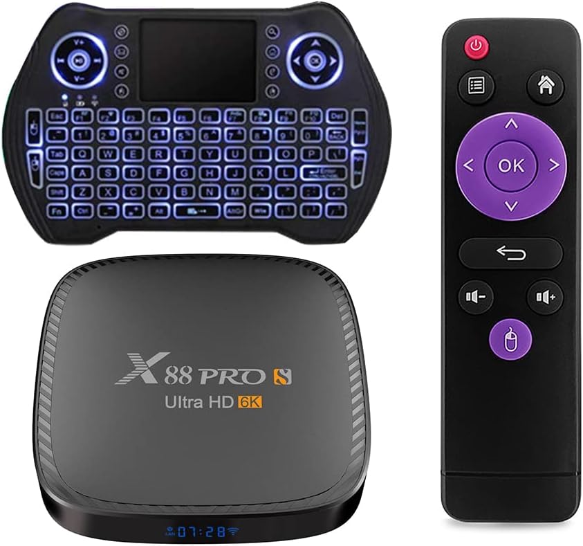 Smart TV Box with Mini Wireless Backlit Keyboard, 4G RAM 64G ROM, USB 3.0, Ultra HD 6K, HDR 10+, Dual Band WiFi, BT4.2, Android 11.0, Pack of 2 C646