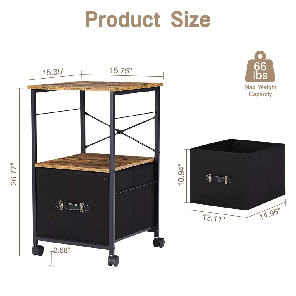 Brown 1 Drawer Mobile File Cabinet O966