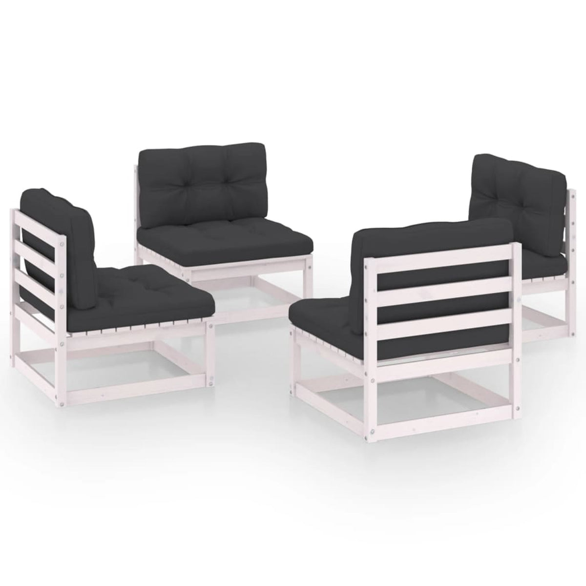 4 Piece White Pinewood Sectional Sofa Set with Cushion C230