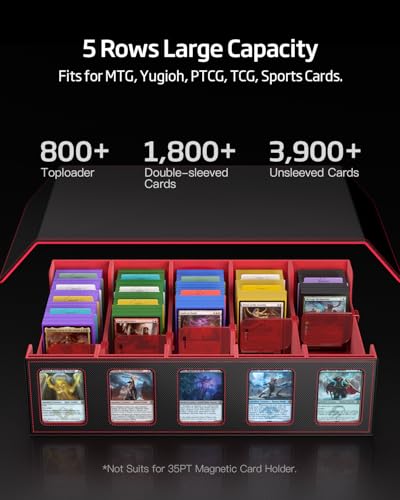 5-Row Trading Card Storage Box with Magnetic Lid B650