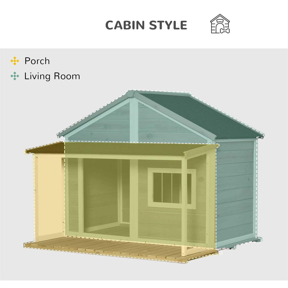 Wooden Raised Dog House with Asphalt Roof W9696
