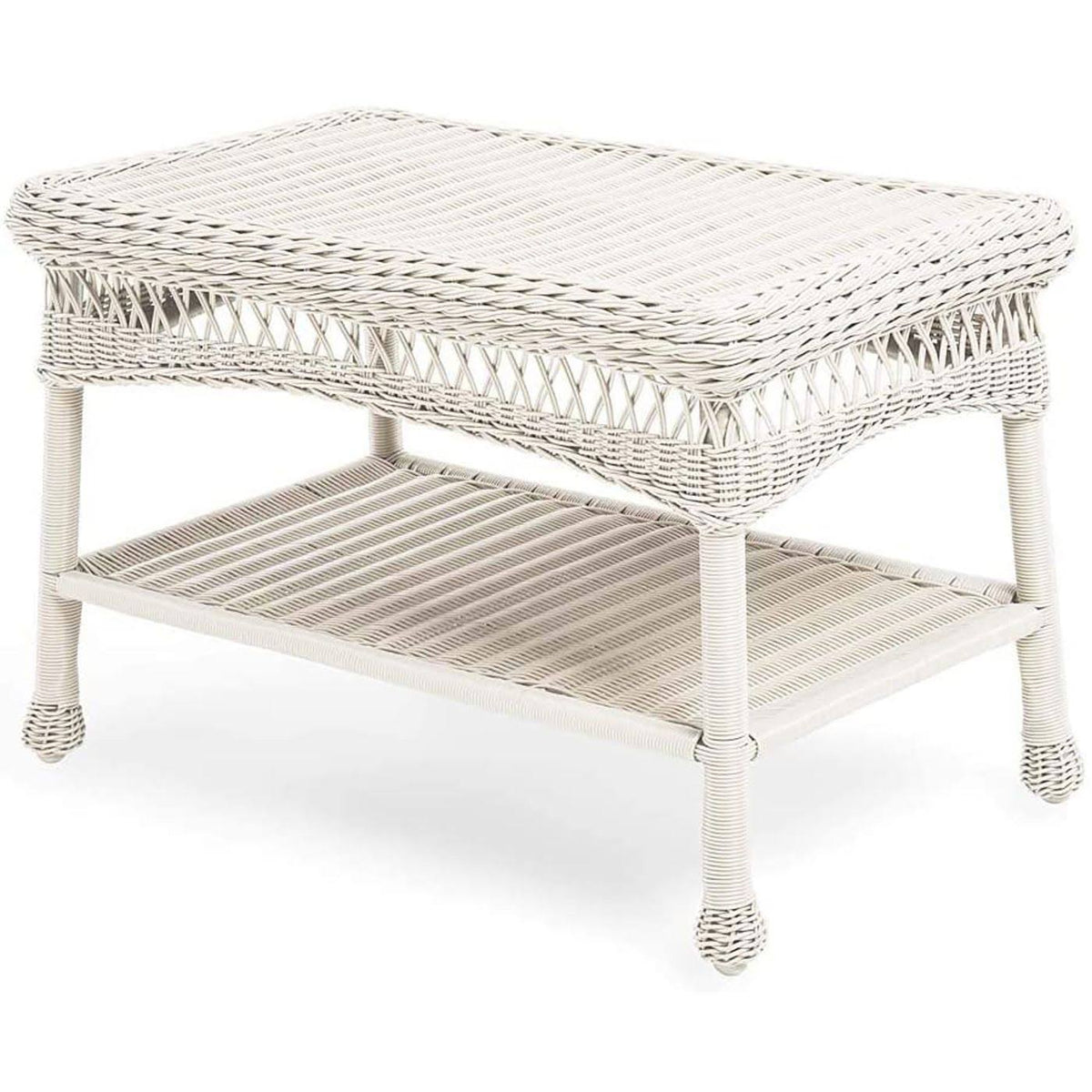 White Resin Wicker Coffee Table U584375