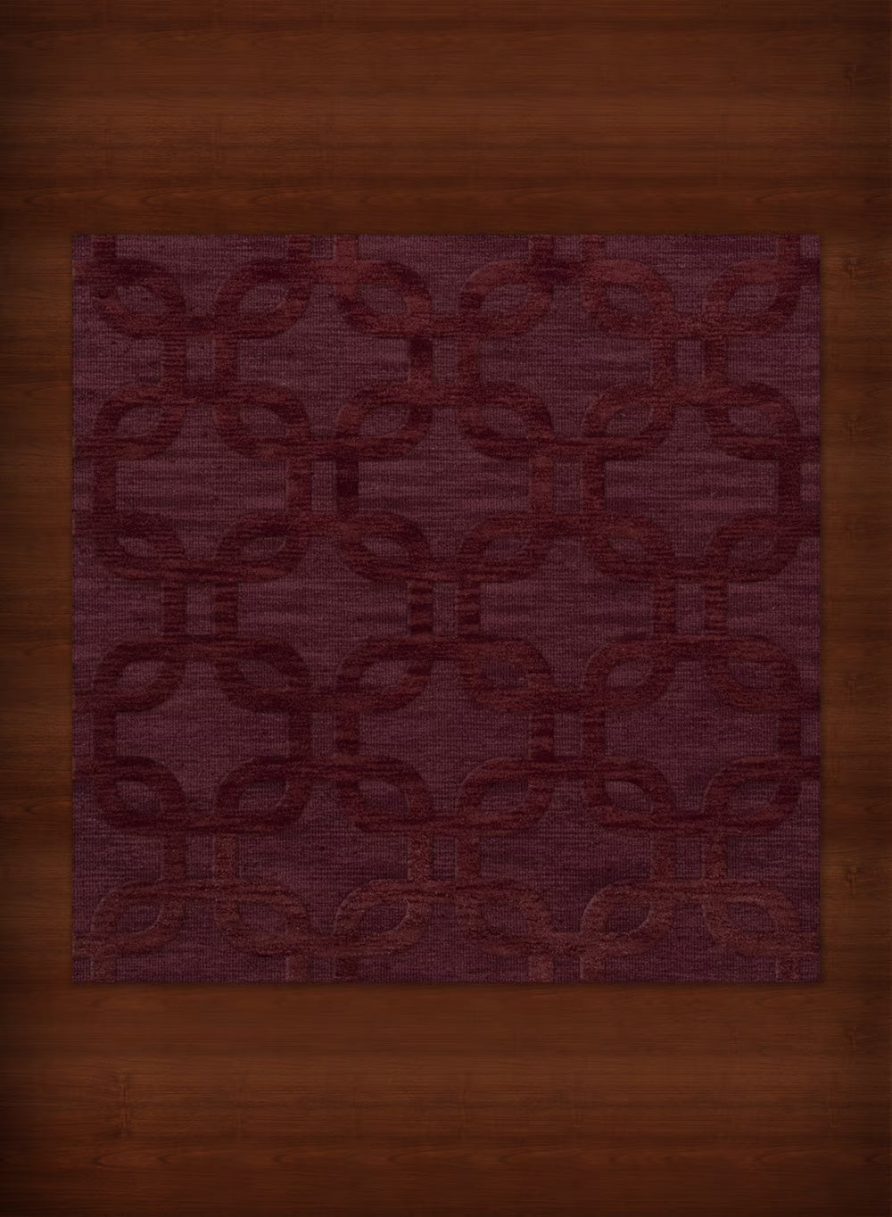 Burgundy Rectangles Loops 8' x 8' Square Area Rug O930