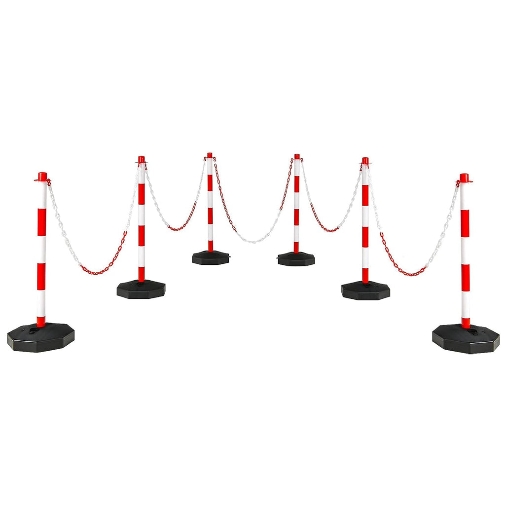4 Pack Plastic Traffic Cones with Fillable Base and 5Ft Link Chains Q645