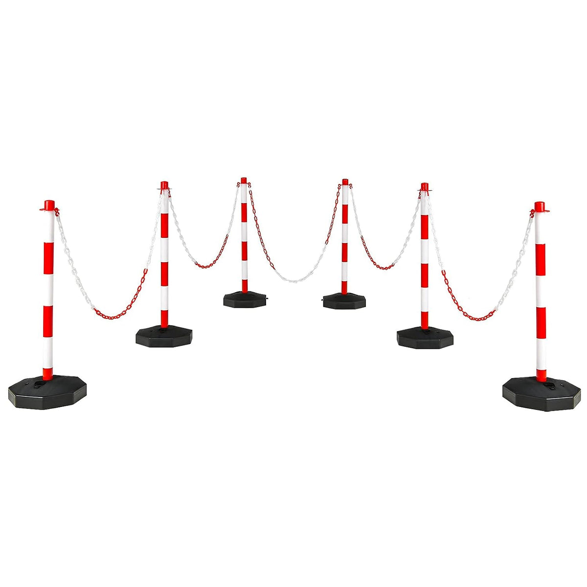 4 Pack Plastic Traffic Cones with Fillable Base and 5Ft Link Chains Q645