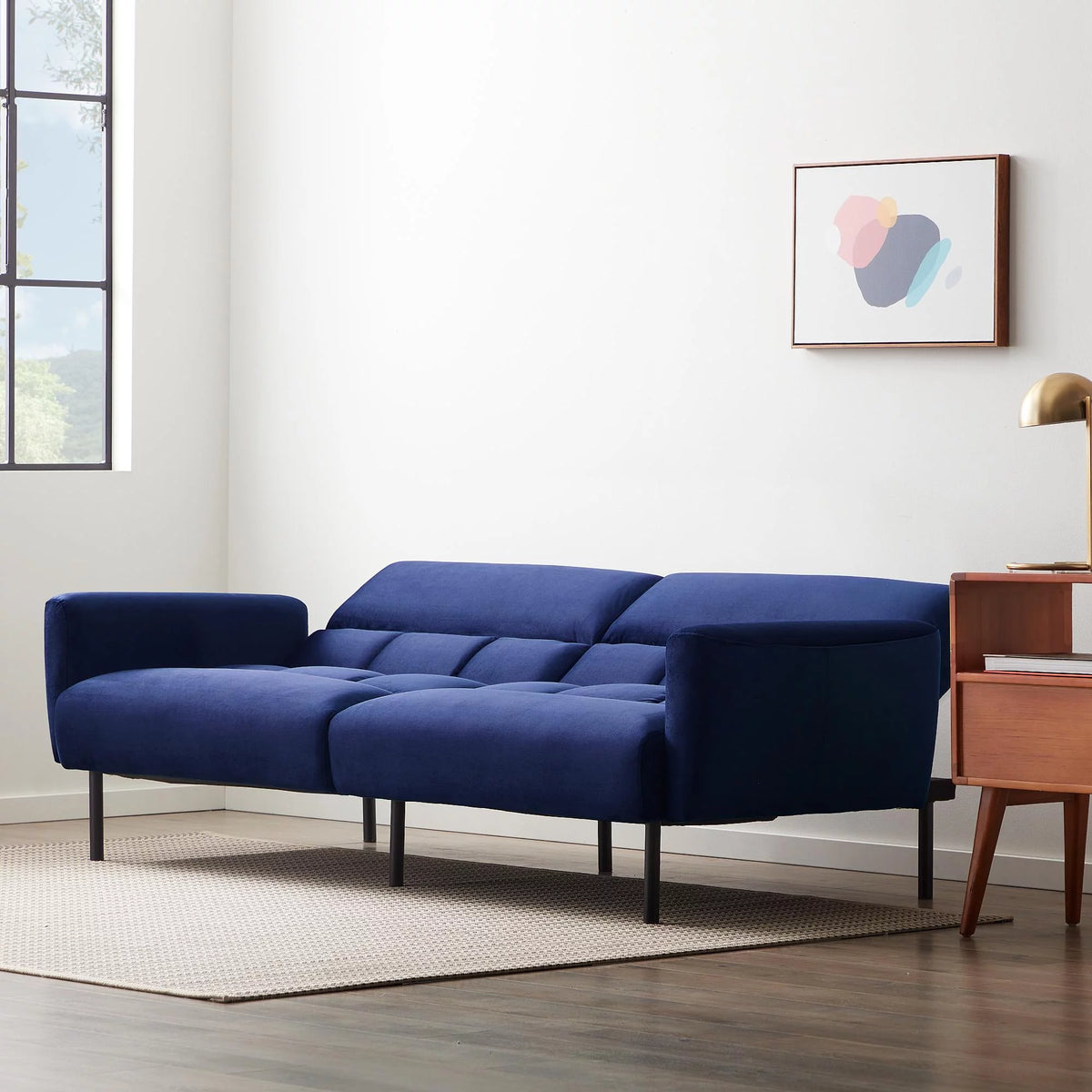 Navy Velvet Sofa Bed Y40661