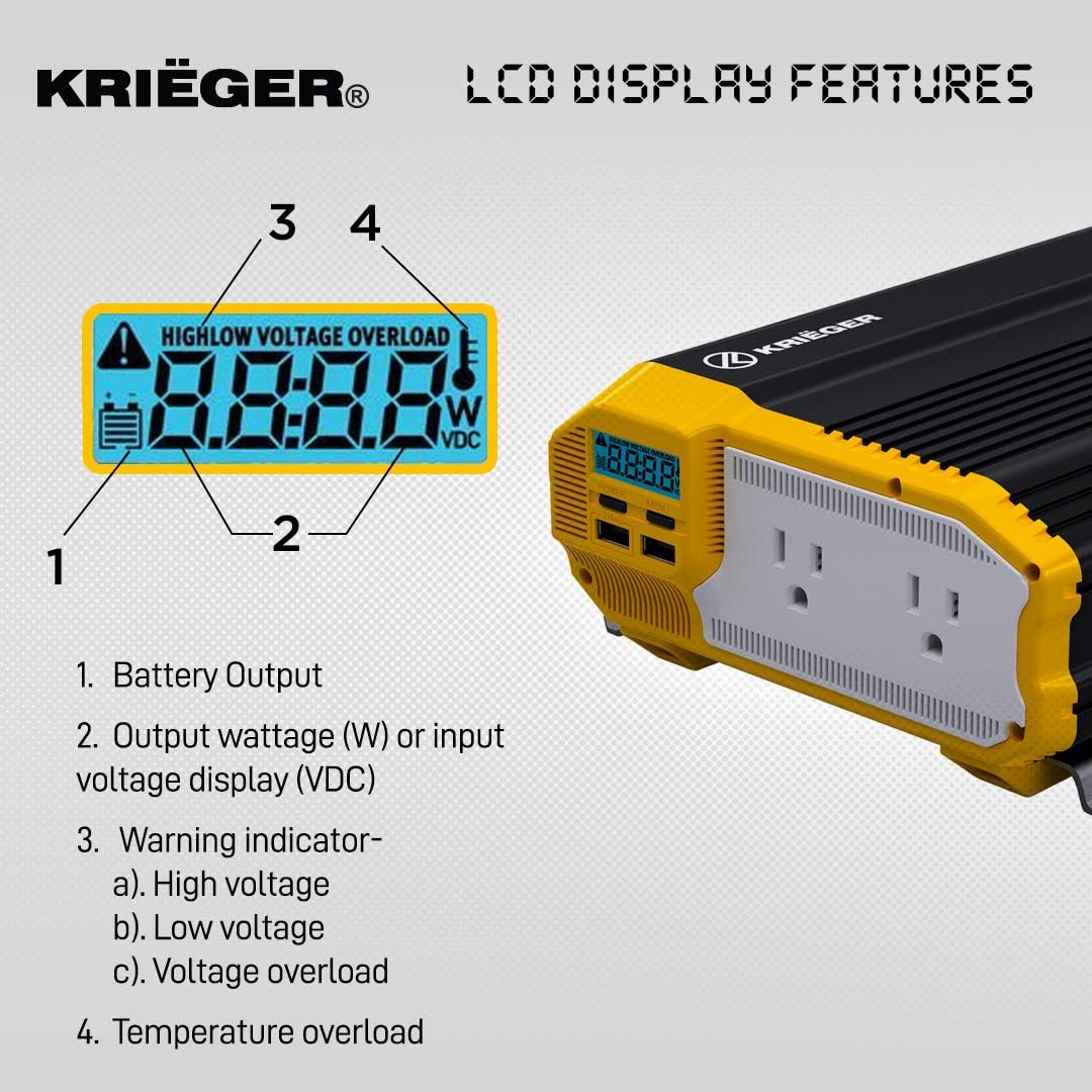 1500 Watts Power Inverter 12V to 110V Modified Sine Wave Car Inverter D7955