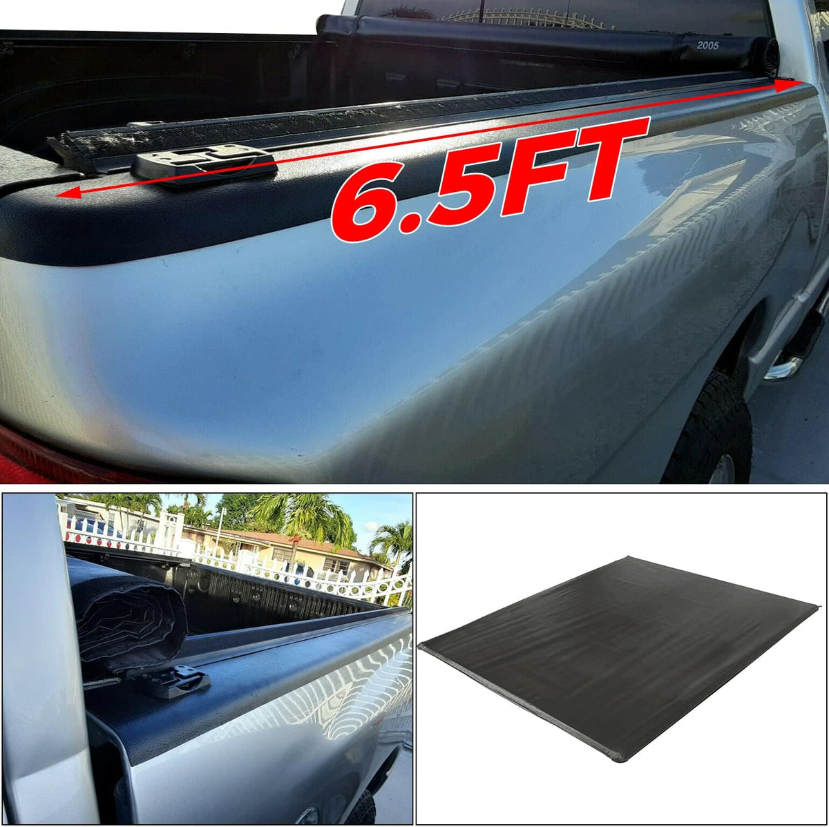 Soft Roll-up Truck Tonneau Cover with 6.5' Bed Black Sailcloth O215