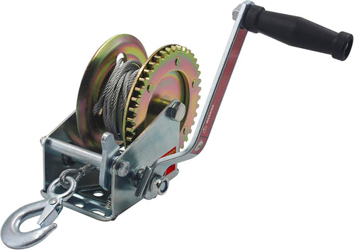 1600lb 2 Way Ratchet Manual Gear Winch with Red Strap, Pack of 2 F826