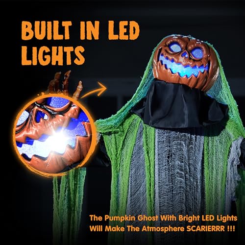 72" Animated Witch Halloween Decoration with LED Eyes and Sound V6743