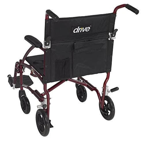 Red Frame Ultra Lightweight Transport Wheelchair W2305