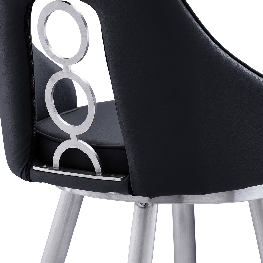 Black Faux Leather Bar Height Barstool I20114