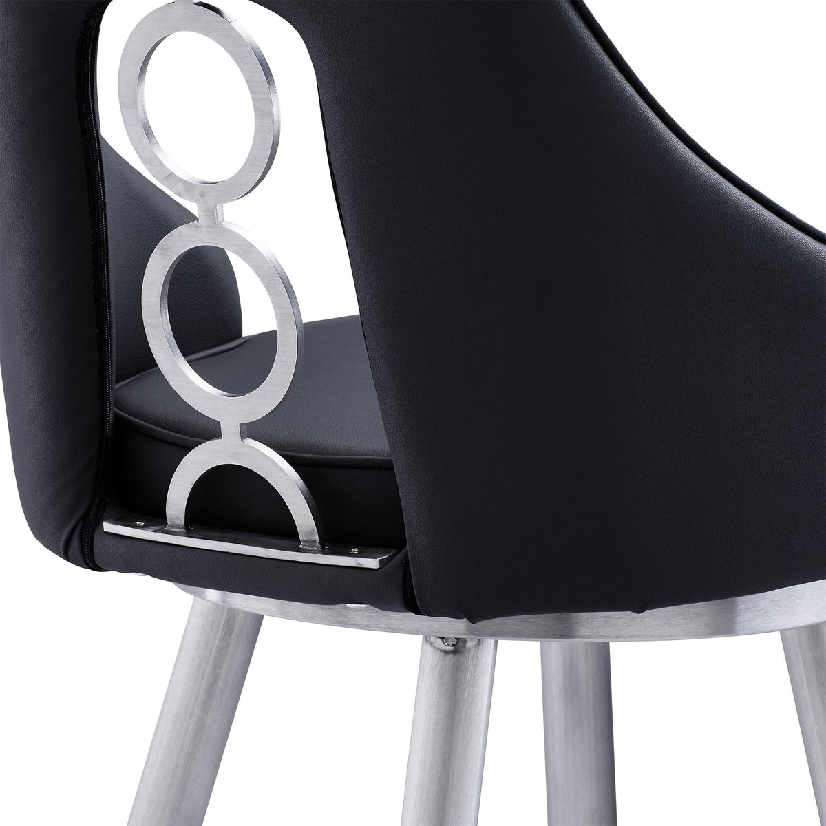 Black Faux Leather Bar Height Barstool I20114