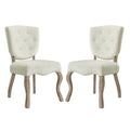 Ivory White Velvet Wood Side Chair, Set of Two C86809