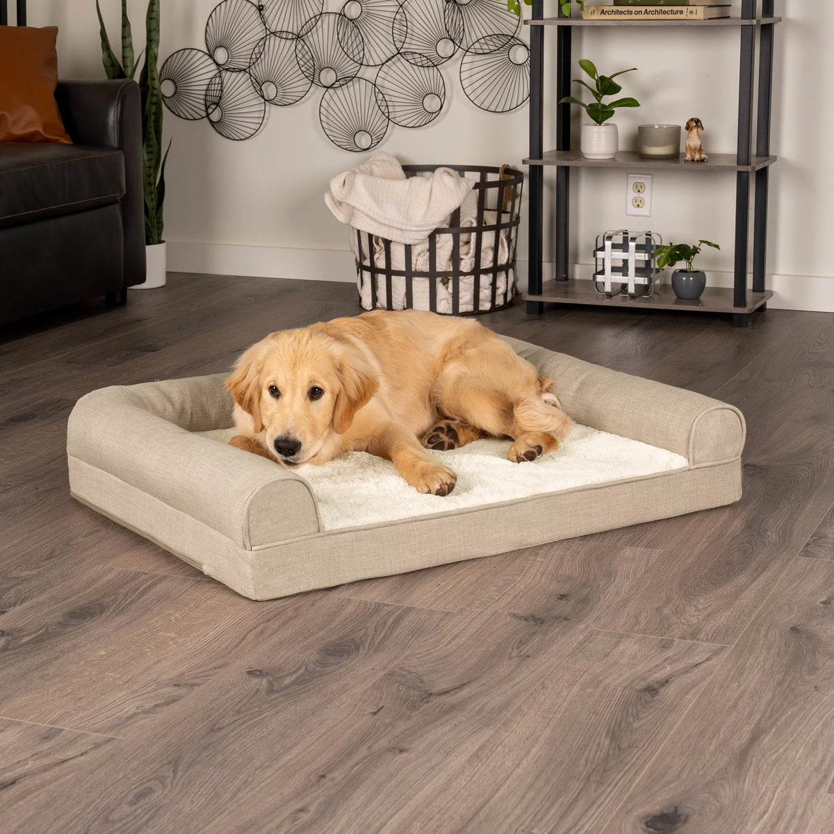Large Plush Linen Orthopedic Sofa Pet Bed F57115