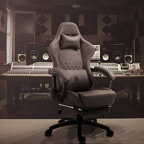 Vintage Style PU Leather High Back Gaming Chair with Massage Lumbar Support F193