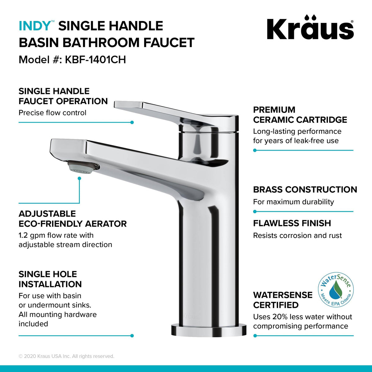 Single Handle Bathroom Faucet - Stainless Steel C4574