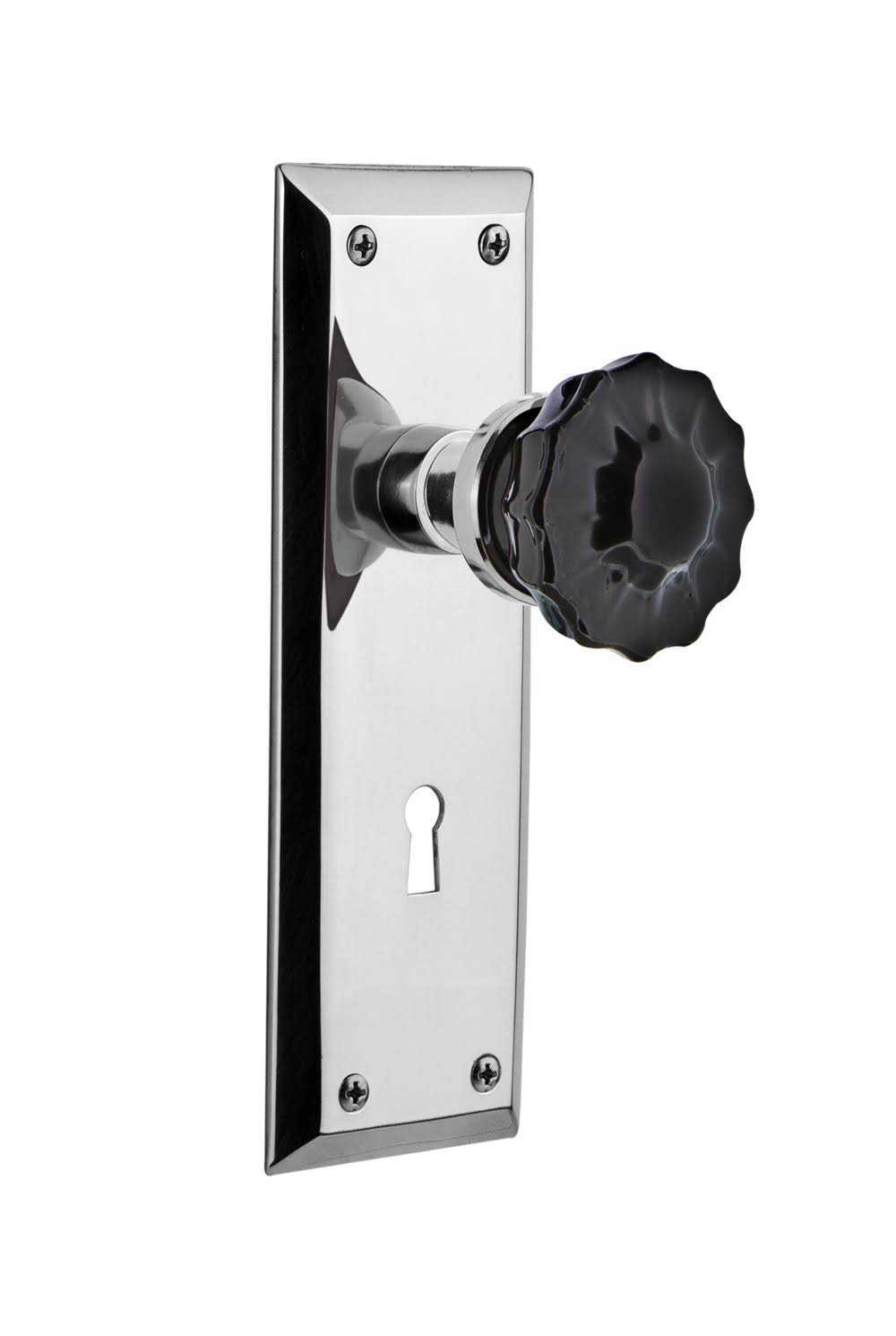 Bright Chrome Double Dummy Glass Door Knob with Keyhole B97285
