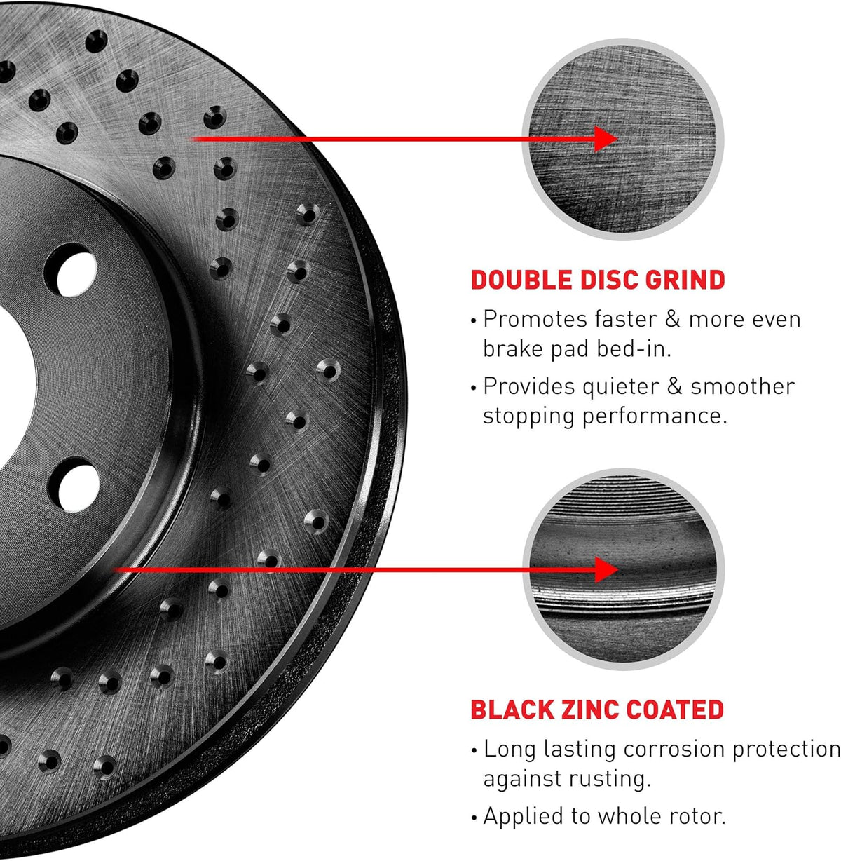 Black Drilled Brake Rotors Kit K46589