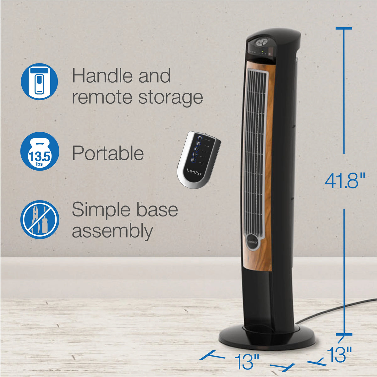 Black Brown Tower Fan with Remote Control R319981