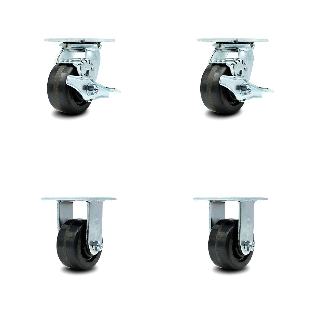 Set of 4 Heavy Duty Replacement Casters with Brakes F3593