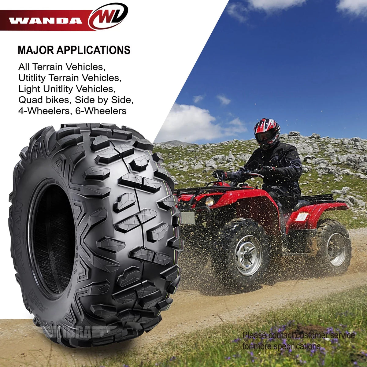 25x8-12 Front & 25x10-12 Rear 6PR ATV/UTV Tires Set 4 G5886