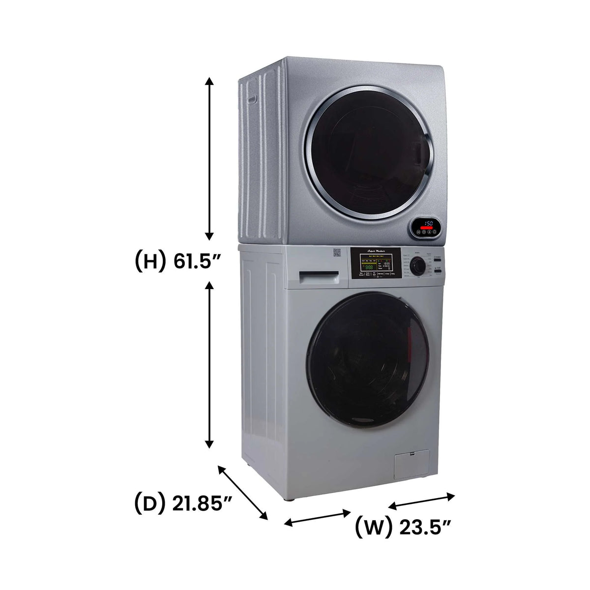 110V 1.6 cf Washer and 3.5 cf Vented Digital Dryer in Silver V9573