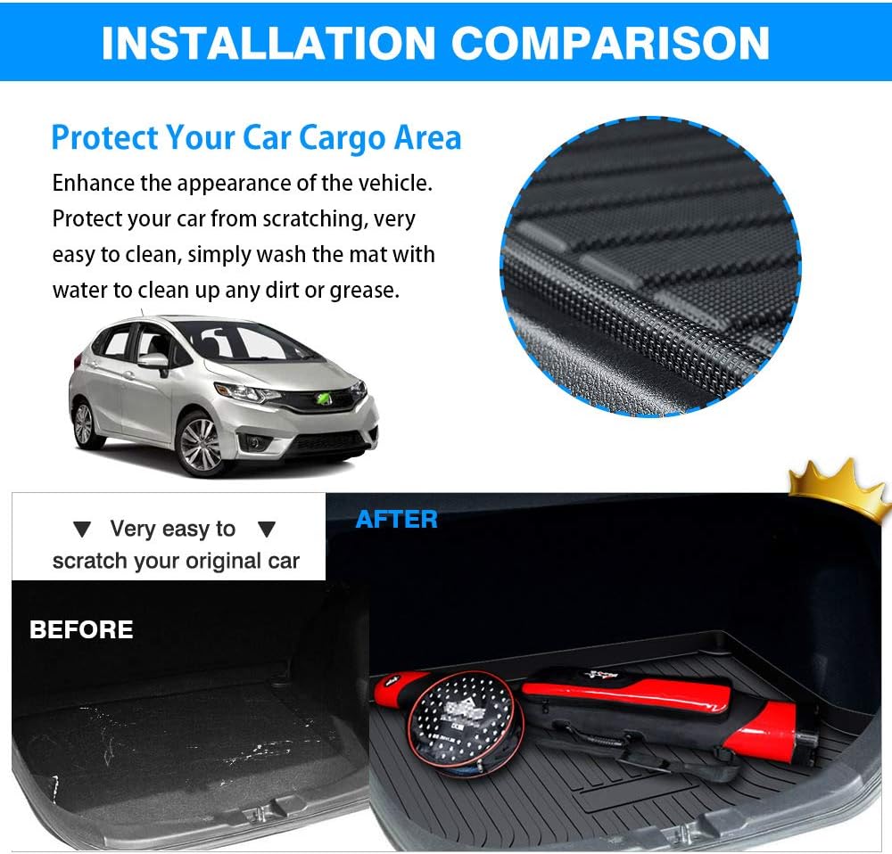 Trunk Mat Honda Fit 2015-2020 All Weather TPO Rear Cargo Liner Pack of 2 A69764