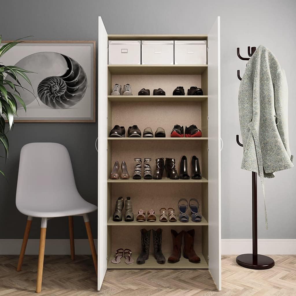 White and Sonoma Oak Shoe Cabinet J66907