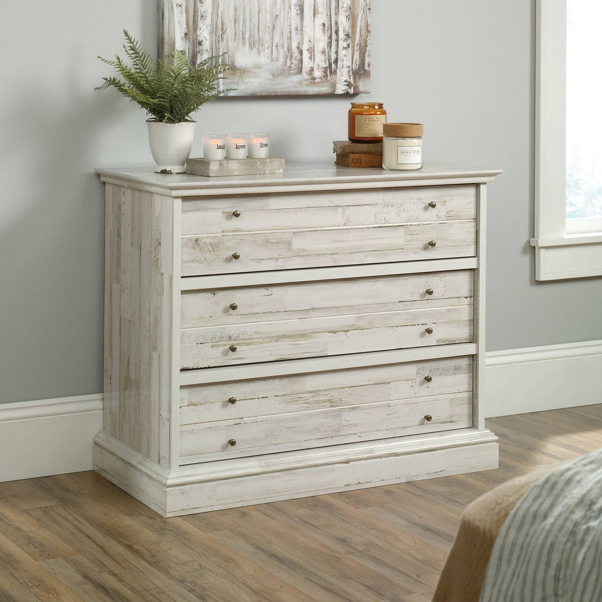 White Plank 3-Drawer Chest W119