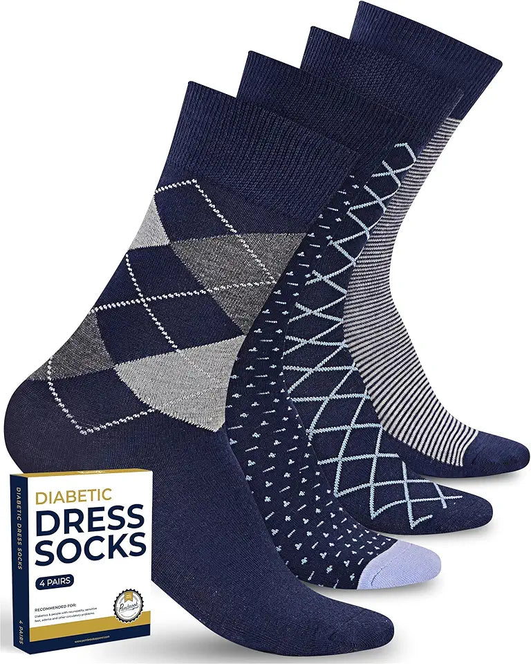 Diabetic Dress Socks for Men 4 Pairs Q900