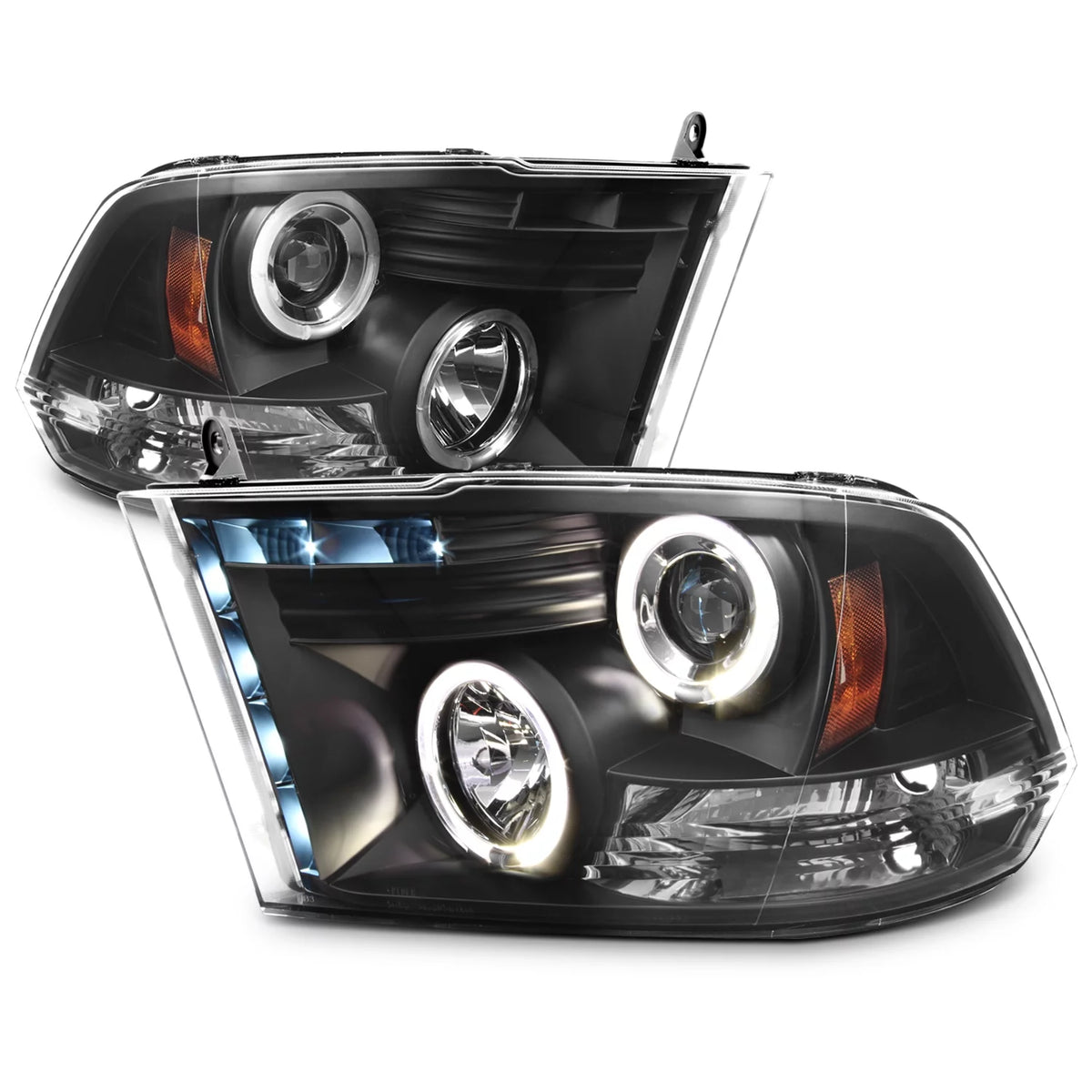 For 2009-2018 Dodge Ram Black Housing LED Projector Headlights + Smoke Lens Tail Lights P894014