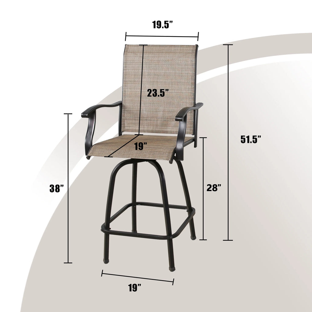4-Piece Outdoor Swivel Bar Stools with High Back and Armrest K321472