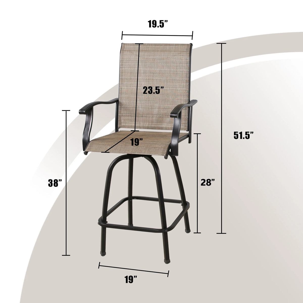 4-Piece Outdoor Swivel Bar Stools with High Back and Armrest K321472