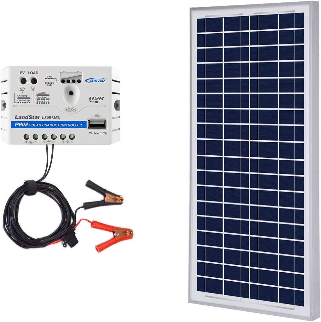 35W 5A 12V Polycrystalline Solar Charge Kit with USB 5V Output F94394