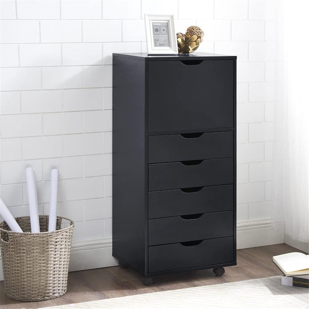 Black 6-Drawer Mobile File Cabinet B5123