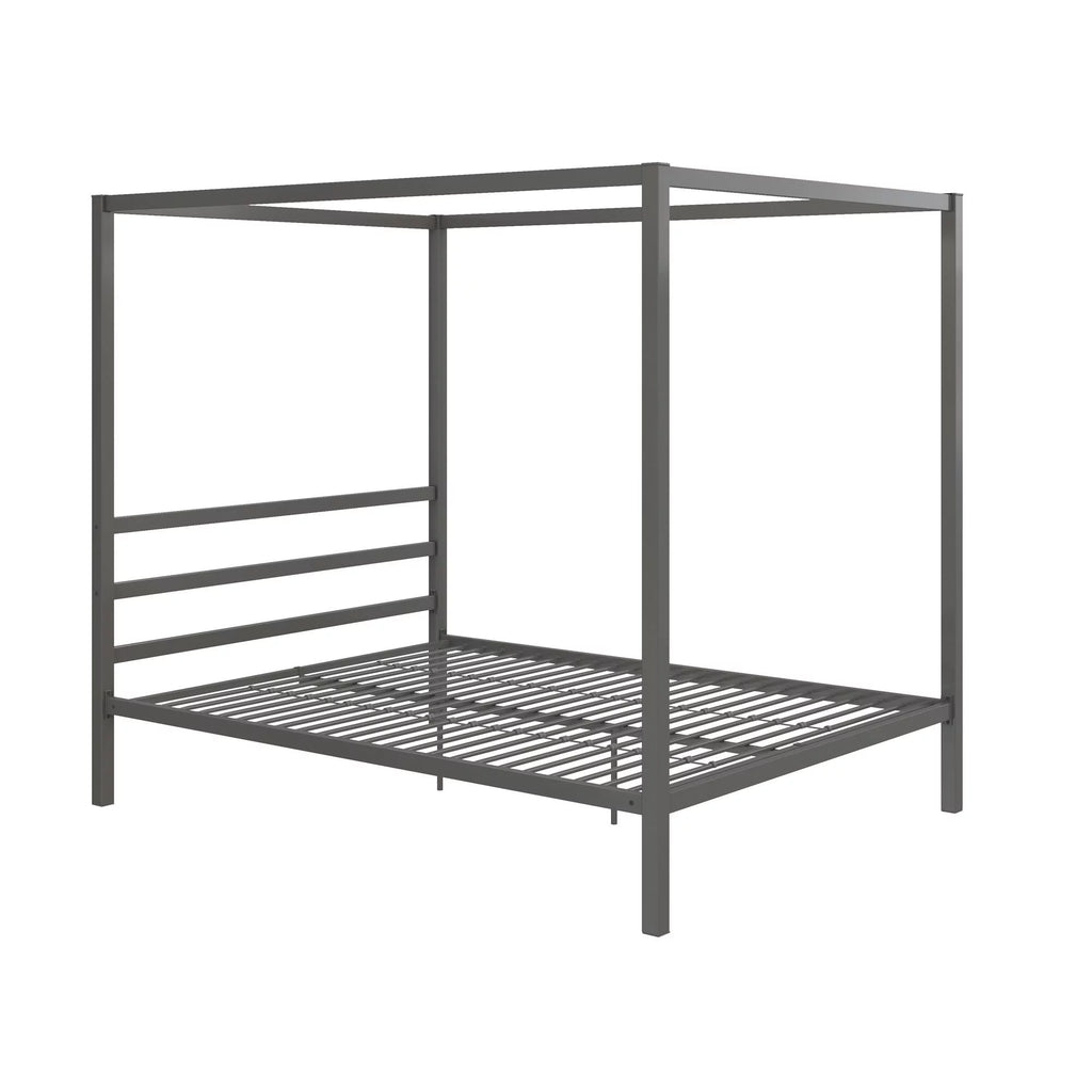 Queen Gunmetal Gray Metal Canopy Poster Bed C869808