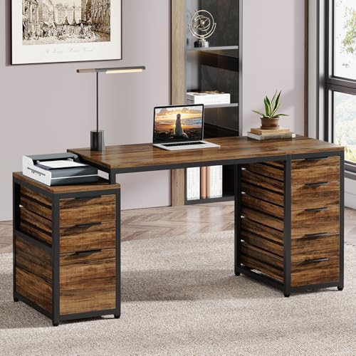 63" Computer Desk with 8 Drawers F8418