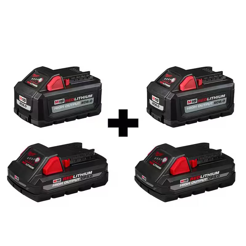 18-Volt Lithium-Ion 6.0 Ah and 3.0 Ah Battery 4-Pack F443