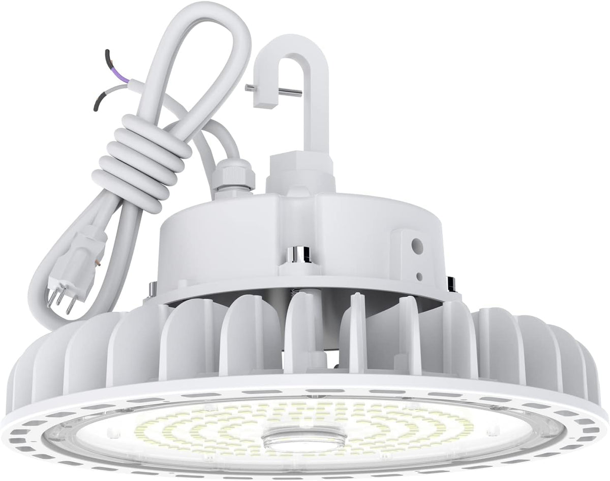 High Bay LED Light 100W 13500LM 4000K CRI>80 1-10V Dimmable 5' Cable with 110V Plug Hanging Hook UL Listed Pack of 2 T35774