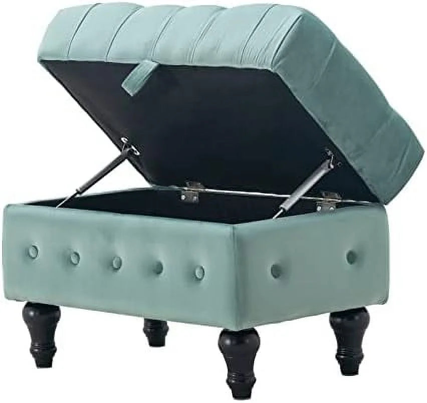 Rectangular Velvet Tufted Ottoman L65052