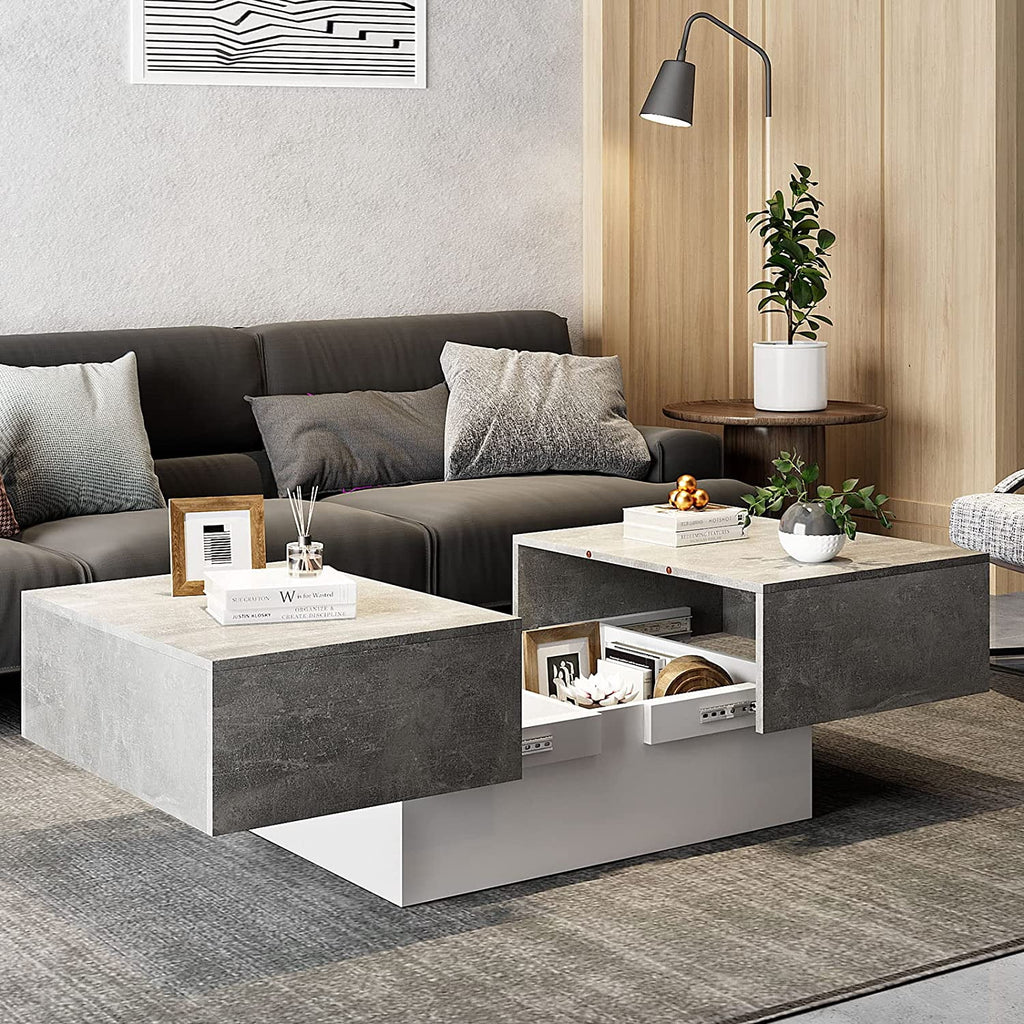 Gray Coffee Table with Sliding Top and Storage S2982