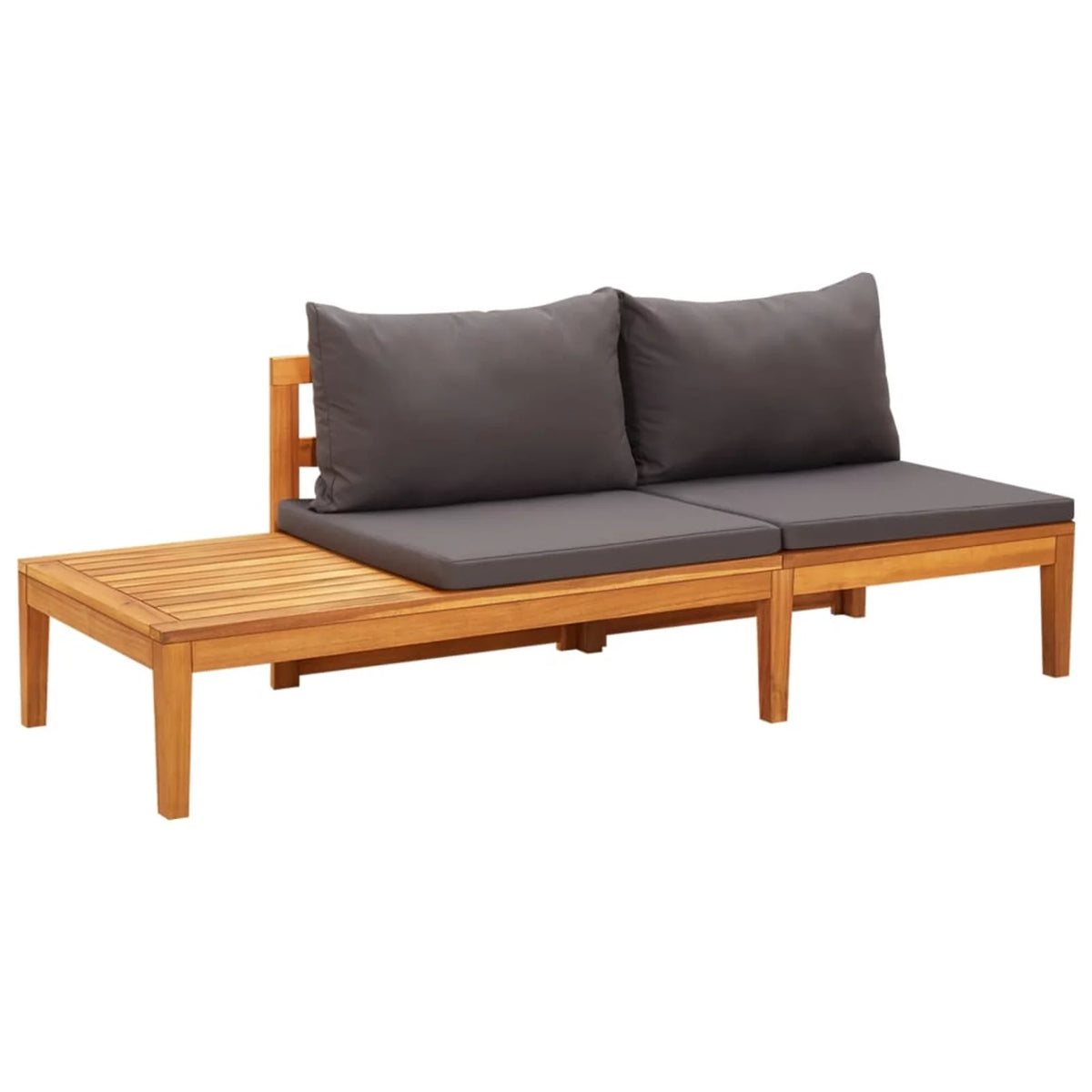 4 Piece Dark Gray Cushioned Acacia Wood Patio Lounge Set Y9478