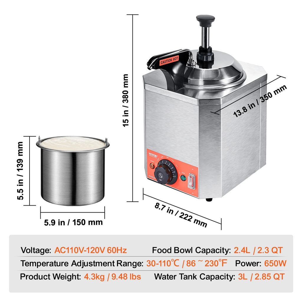 2.3 Qt Stainless Steel Electric Cheese Dispenser C603798
