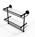 16" Double Glass Shelf with Towel Bar Matte Black J705078