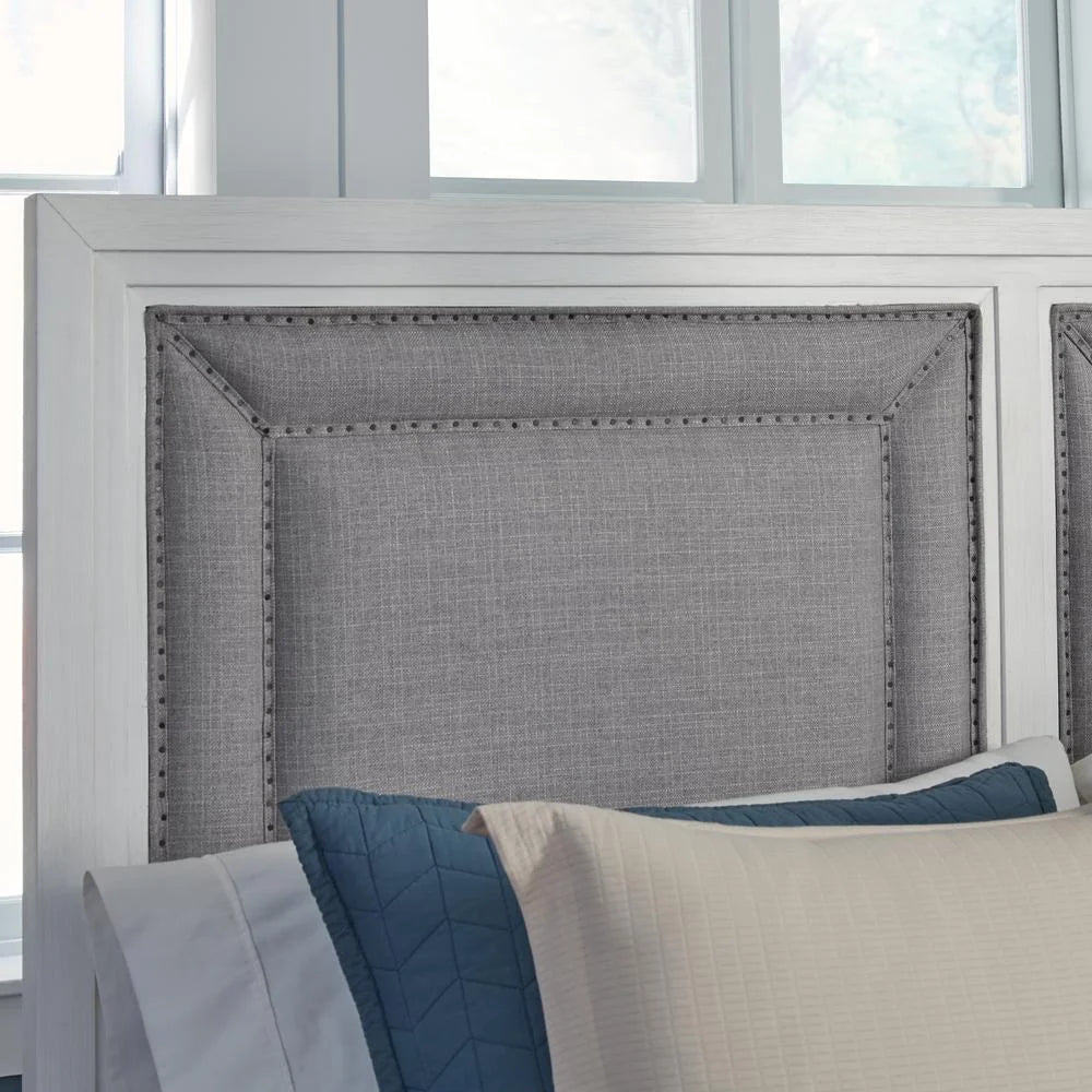 White Wood Queen Upholstered Headboard O1935