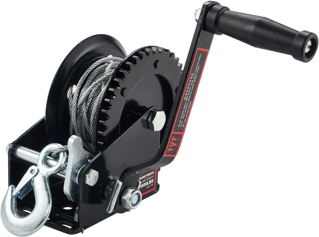 1600lb 2 Way Ratchet Manual Gear Winch with Red Strap, Pack of 2 F826